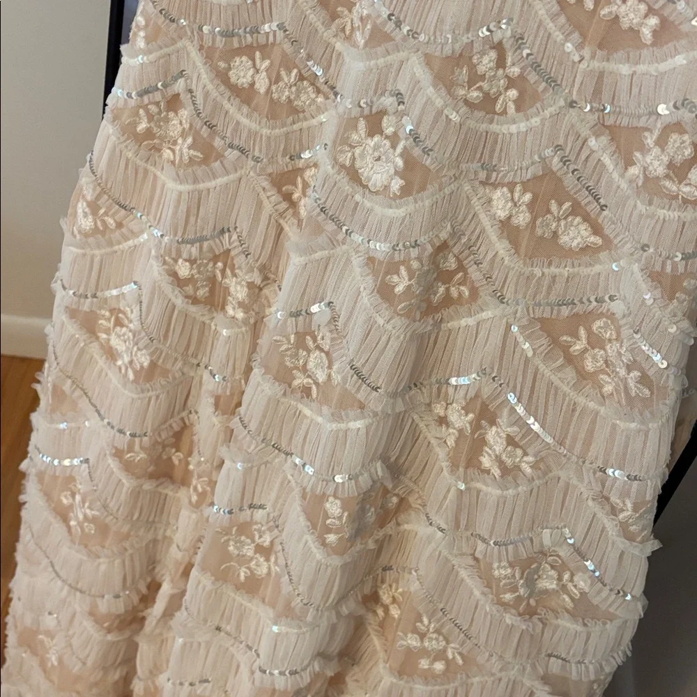 NEEDLE & THREAD WOMENS LUNETTE BLOSSOM ANKLE LENGTH GOWN DRESS SEQUIN TULLE 4 - Picture 11 of 15
